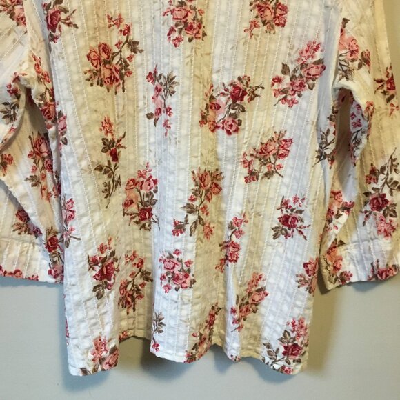 Northern Reflections White, Pink and Red Floral Cotton Button Down Dress… - Picture 7 of 16